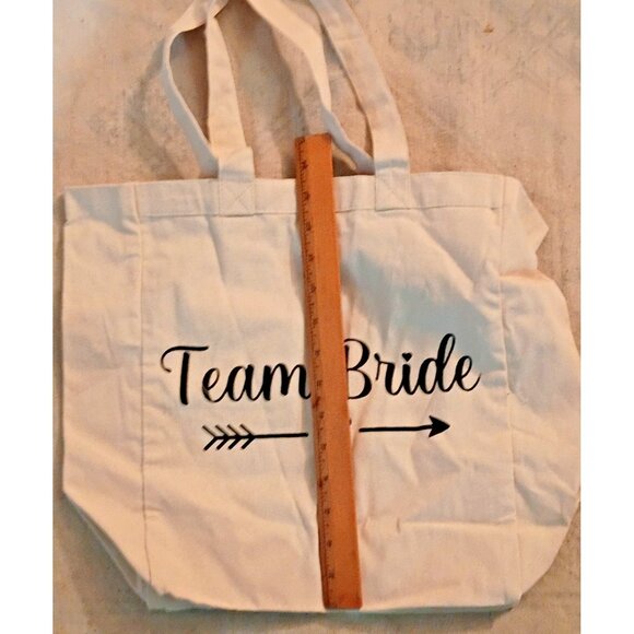 2 bags Team Bride Ivory lightweight Canvas Tote Bag  14 high x16 wide #9646 - Picture 5 of 6